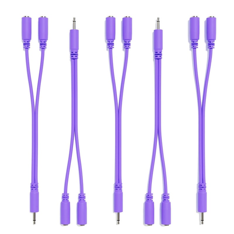ExcelValley 5-Pack - Mono Splitter Y Patch Cables - TS 3.5mm 1/8" Eurorack Synth Synthesizer [Purple] - Image 3